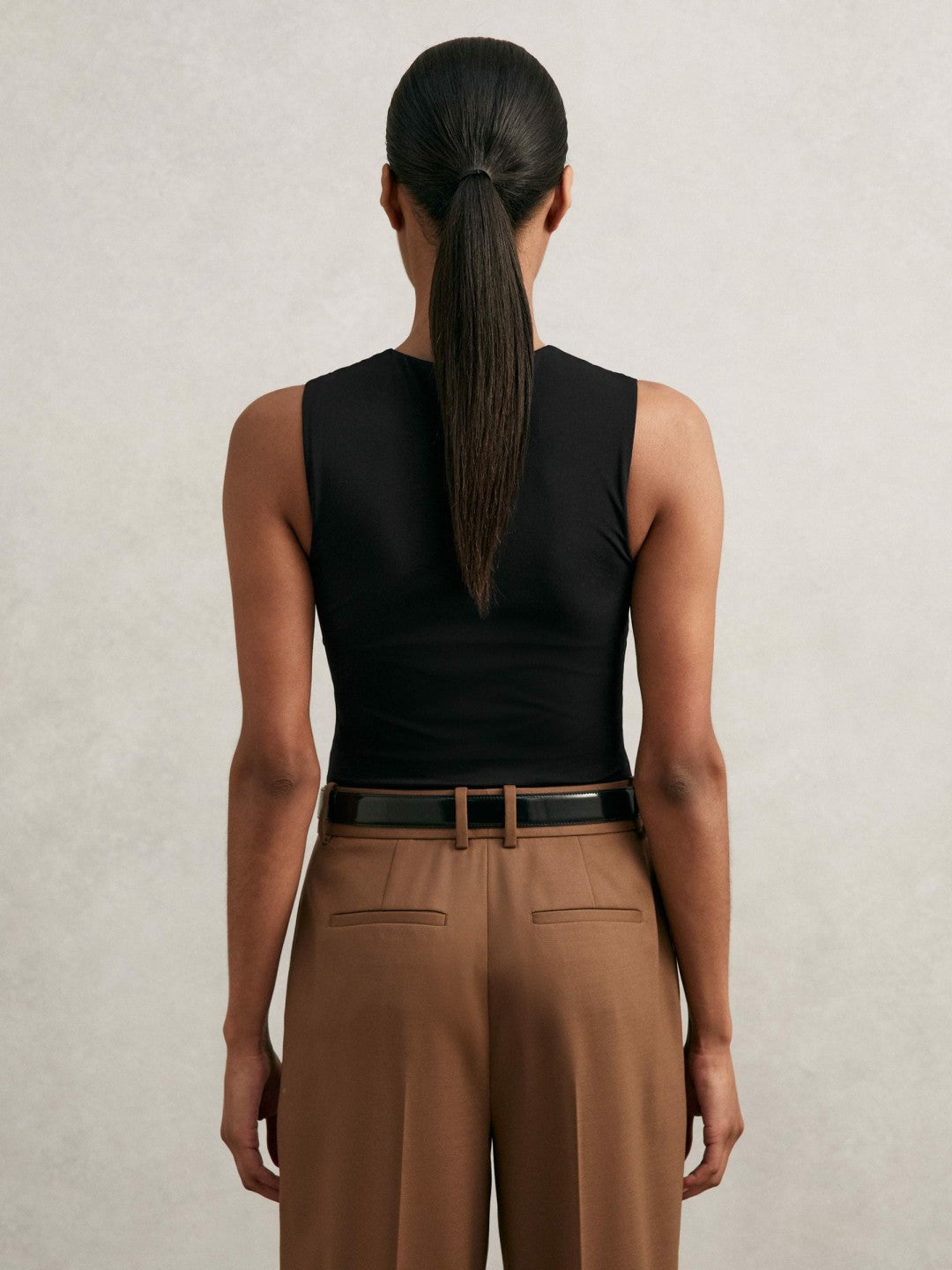 Reiss | V-Neck Sleeveless Bodysuit in Black