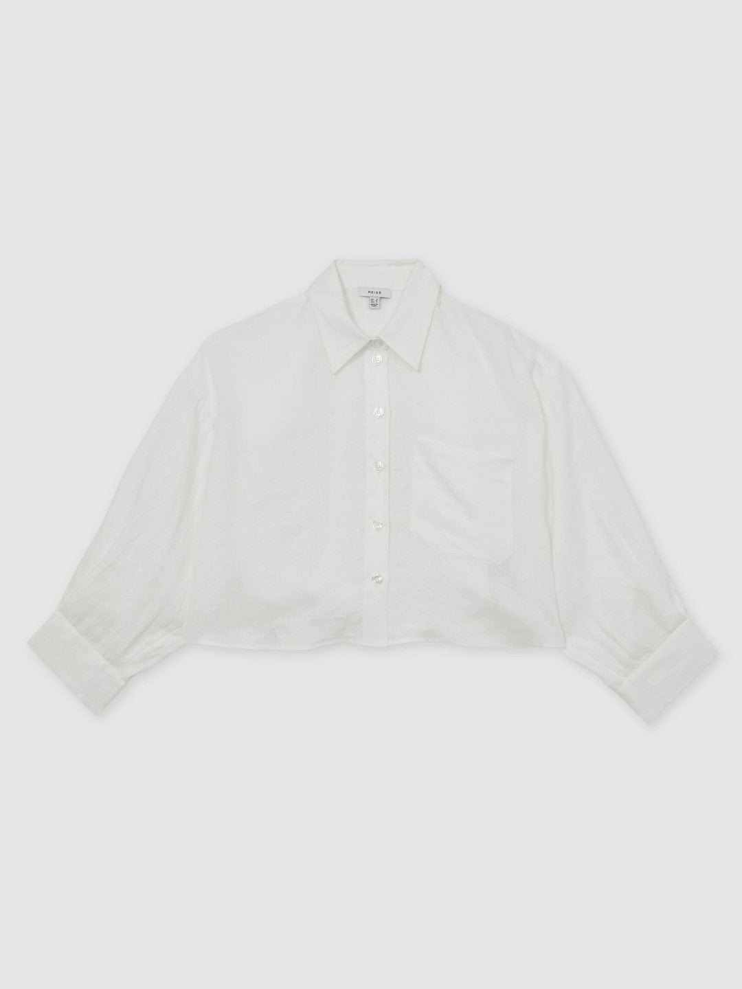 Reiss | Oversize Linen Cropped Shirt in White