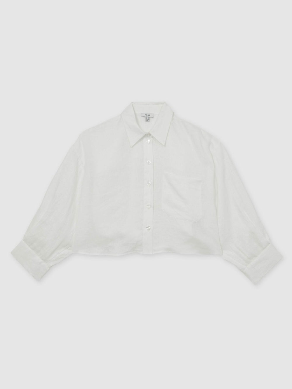 Reiss | Oversize Linen Cropped Shirt in White