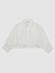 Reiss | Oversize Linen Cropped Shirt in White