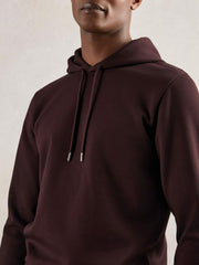 Reiss | Interlock Jersey Drawstring Hoodie in Cherry Red