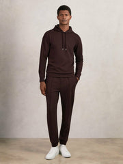 Reiss | Interlock Jersey Drawstring Hoodie in Cherry Red