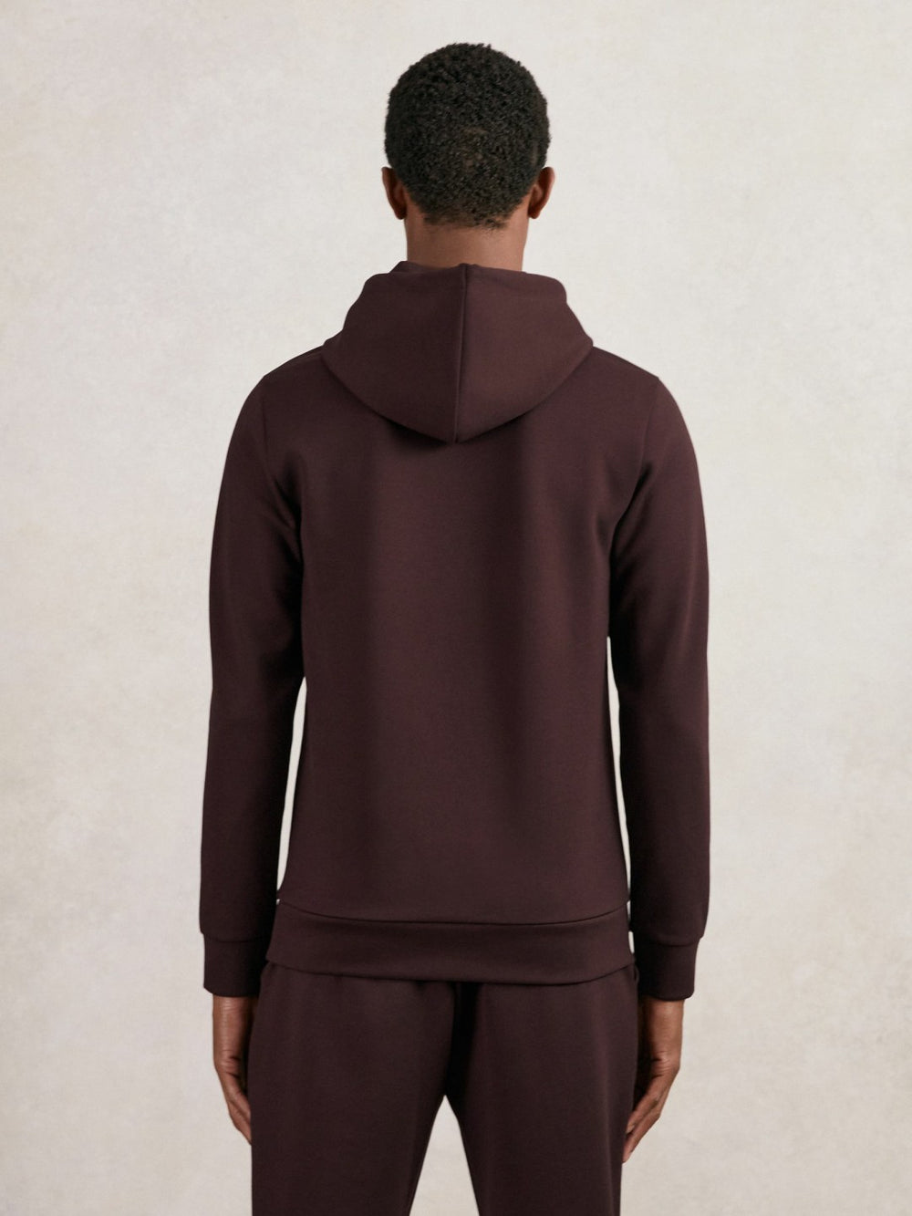 Reiss | Interlock Jersey Drawstring Hoodie in Cherry Red