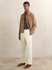Reiss | Tapered Drawstring Tailored Trousers in Ecru