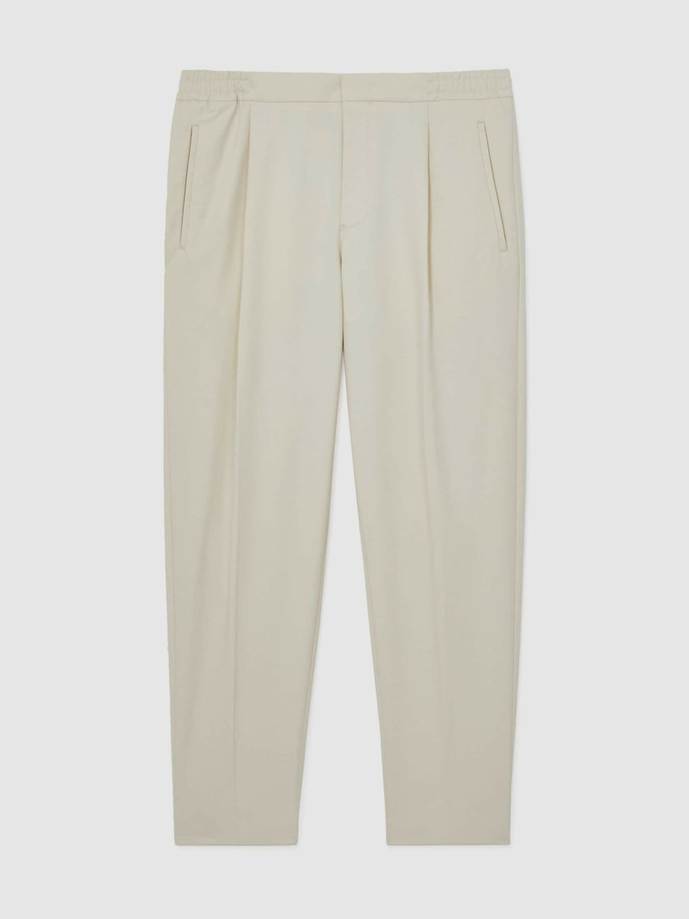 Reiss | Tapered Drawstring Tailored Trousers in Ecru