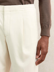 Reiss | Tapered Drawstring Tailored Trousers in Ecru