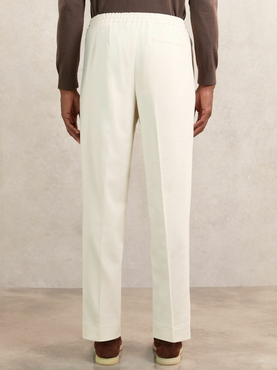 Reiss | Tapered Drawstring Tailored Trousers in Ecru