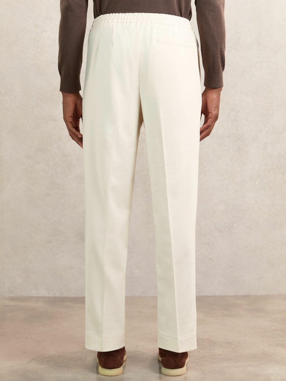 Reiss | Tapered Drawstring Tailored Trousers in Ecru