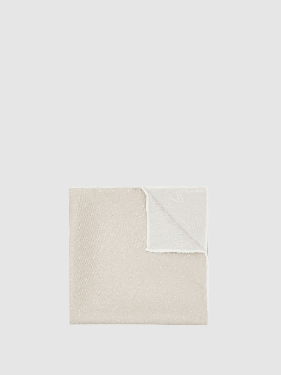 Reiss | Silk Polka Dot Pocket Square in Champagne