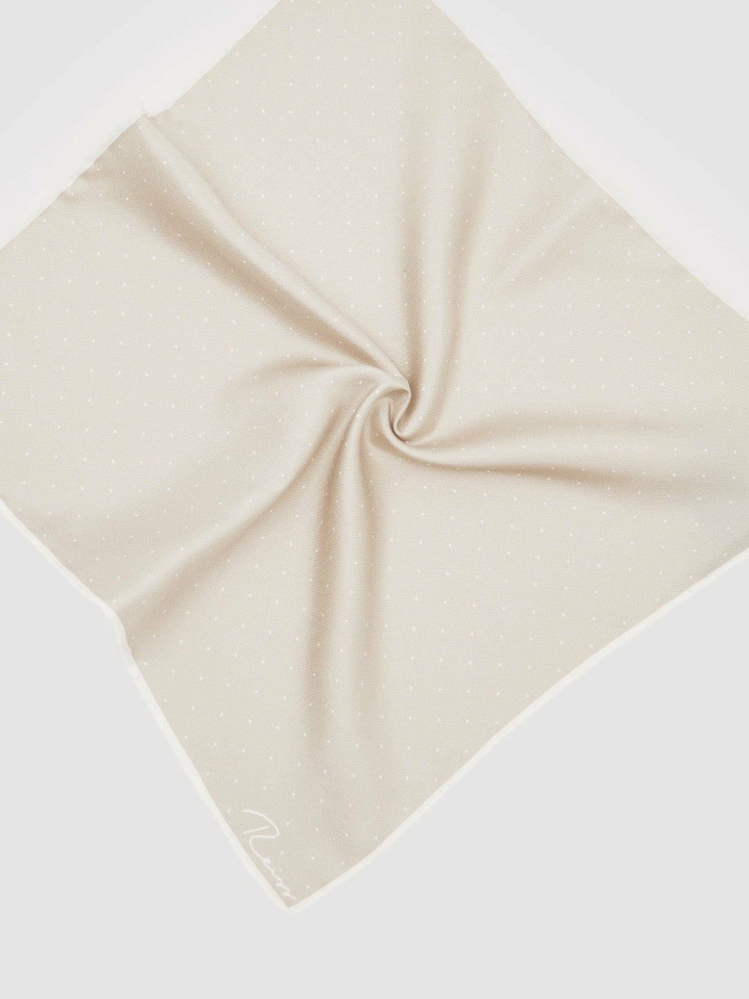 Reiss | Silk Polka Dot Pocket Square in Champagne