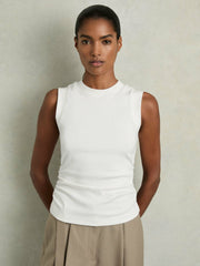Reiss | Ribbed Ruched Waist Vest in White