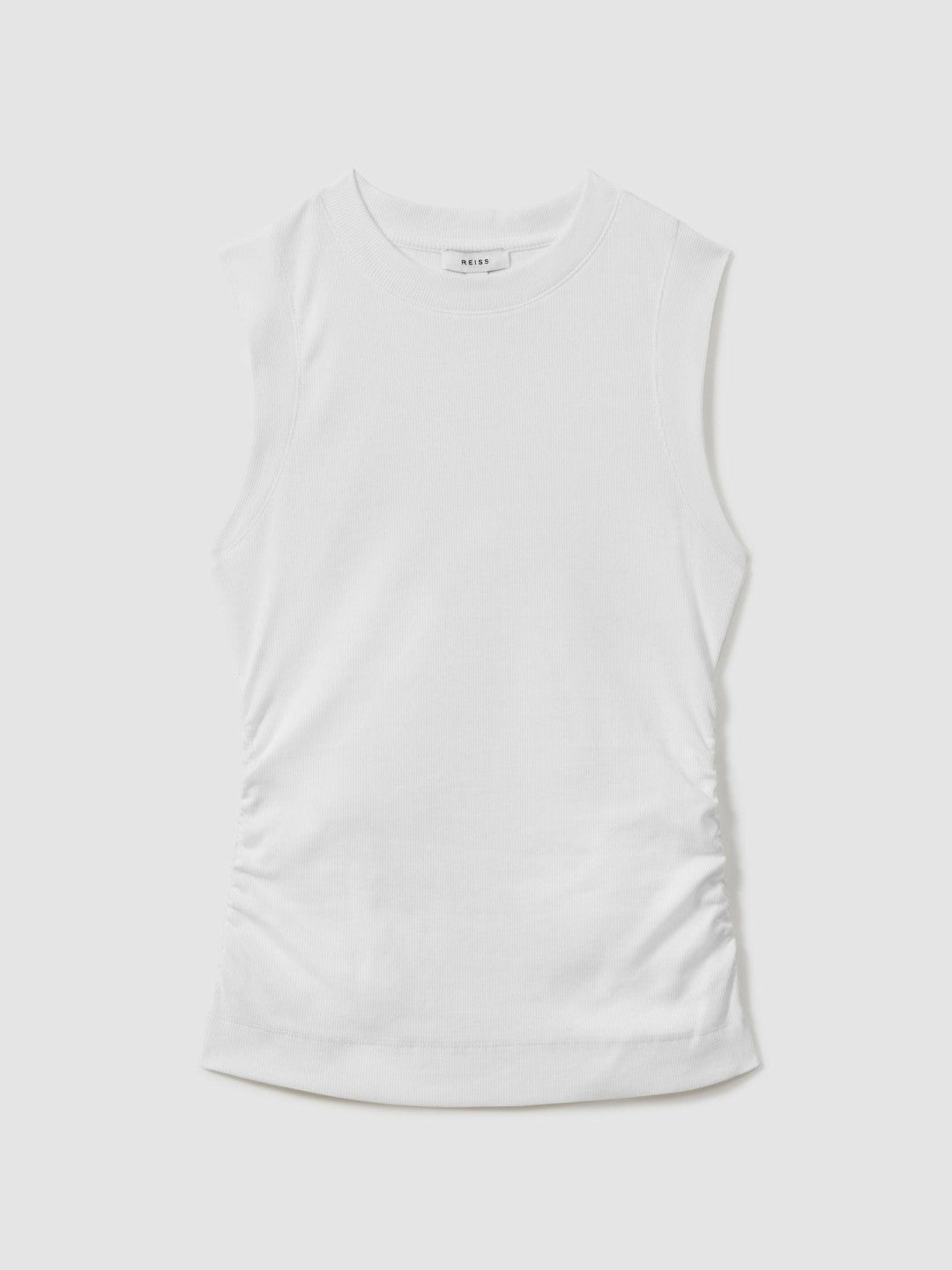 Reiss | Ribbed Ruched Waist Vest in White
