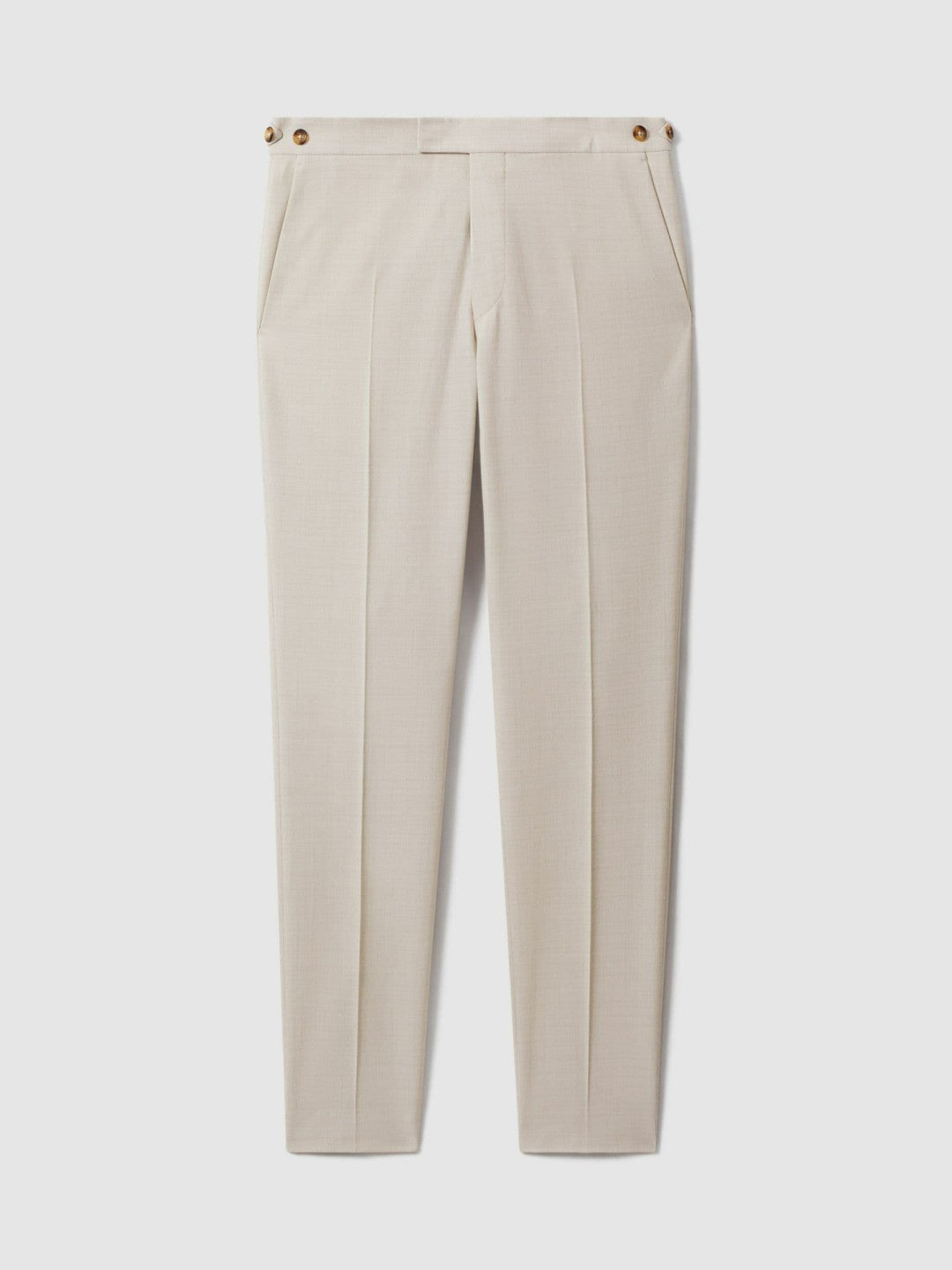 Reiss | Slim-Fit Textured Suit Trousers With Wool in Stone