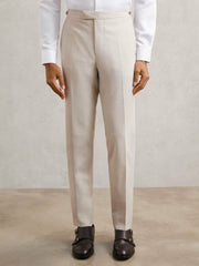 Reiss | Slim-Fit Textured Suit Trousers With Wool in Stone
