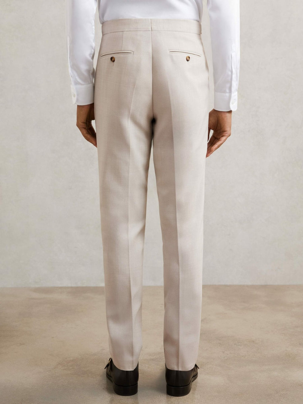 Reiss | Slim-Fit Textured Suit Trousers With Wool in Stone