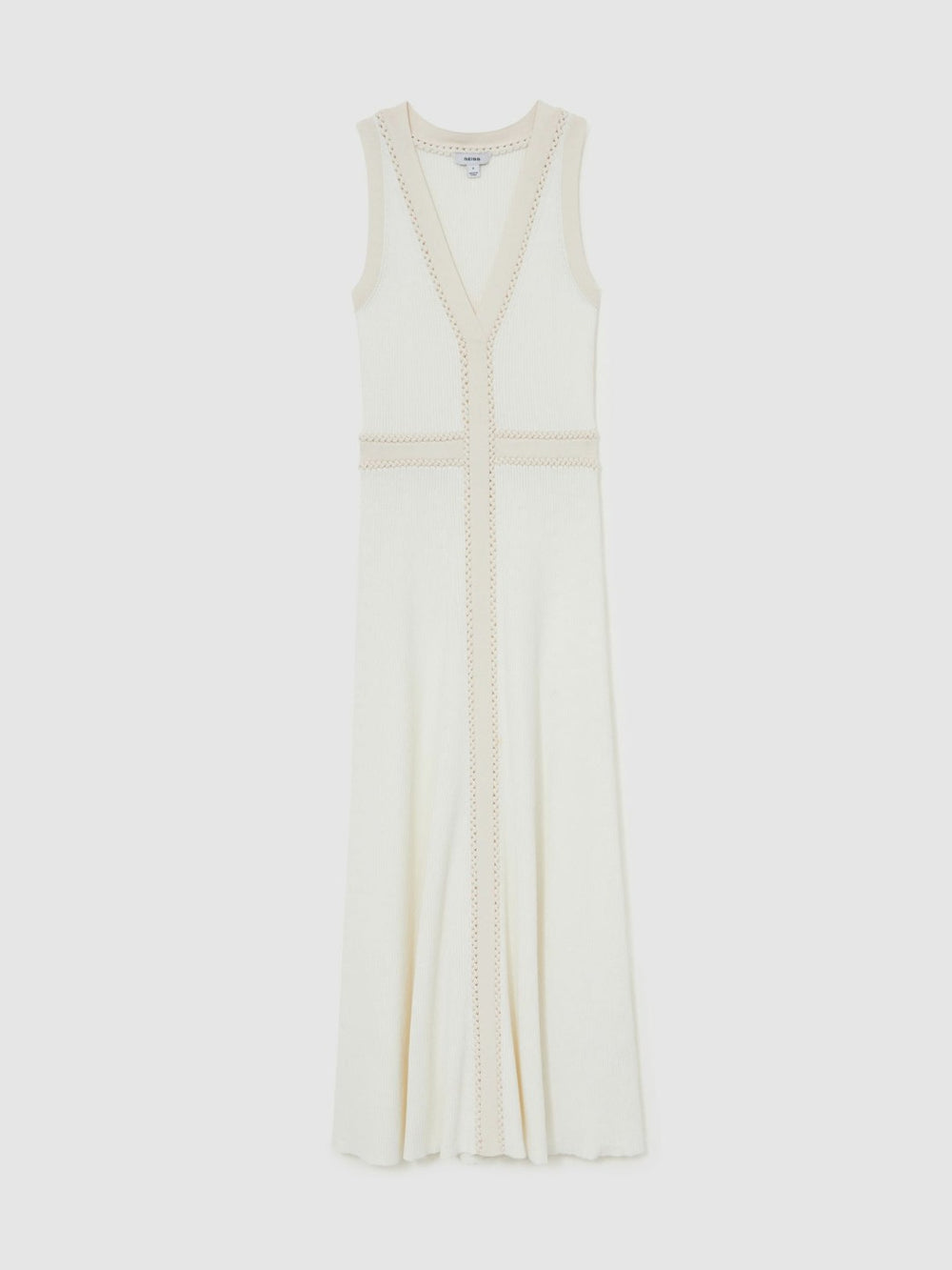 Reiss | Craft-Stitch Knitted Midi Dress in Ivory