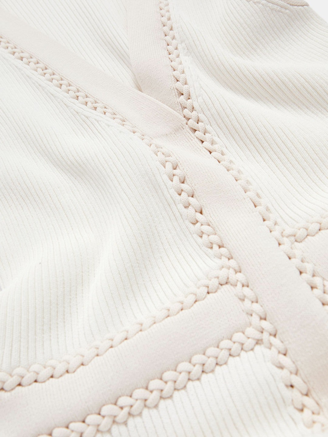 Reiss | Craft-Stitch Knitted Midi Dress in Ivory