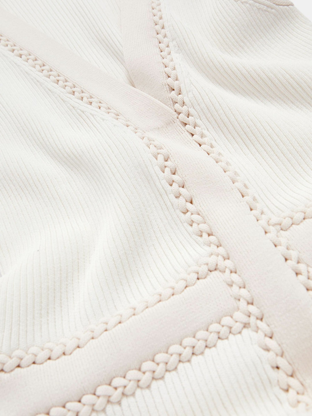 Reiss | Craft-Stitch Knitted Midi Dress in Ivory