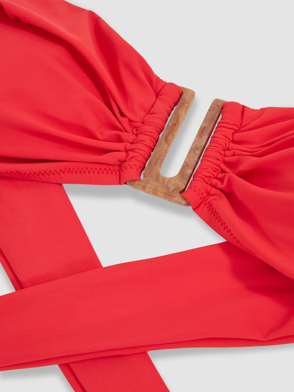 Reiss | Removable Strap Bandeau Bikini Top in Coral Red