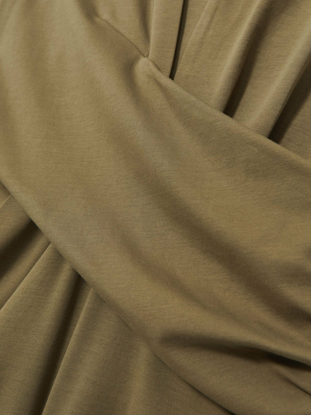 Reiss | Stretch-Cotton Wrap-Front Collar Top in Khaki Green