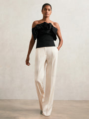 Reiss | Sculptural Strapless Top in Black