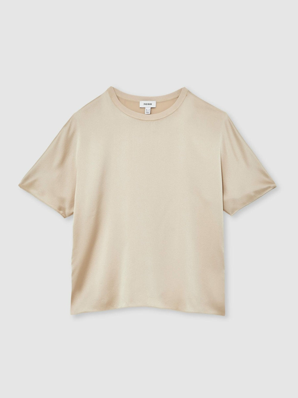 Reiss | Silk Short-Sleeve Top in Champagne Neutral