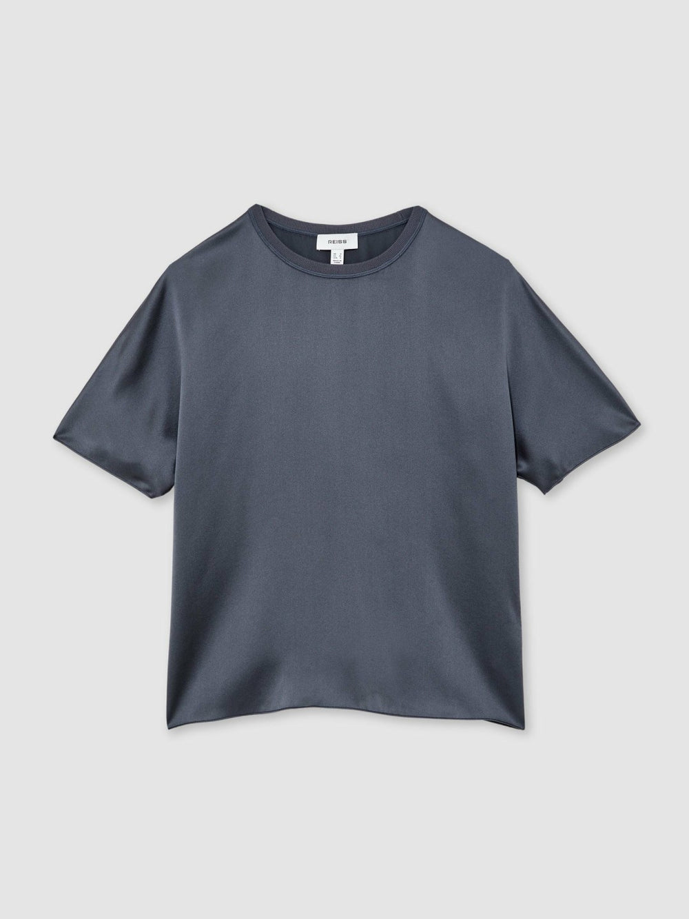 Reiss | Silk Short-Sleeve Top in Blue