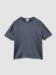 Reiss | Silk Short-Sleeve Top in Blue
