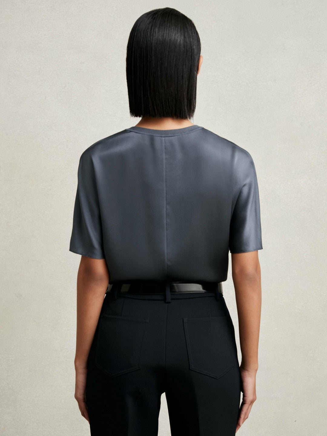 Reiss | Silk Short-Sleeve Top in Blue