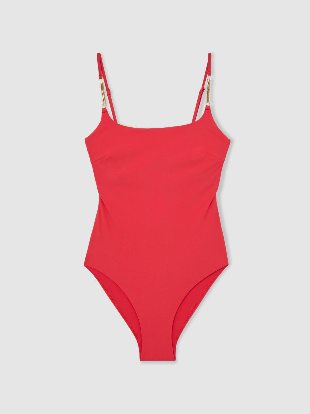 Reiss | Hardware-Strap Cut-Out Swimsuit in Coral Red