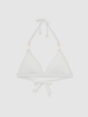 Reiss | Triangle Halter Neck Bikini Top in White