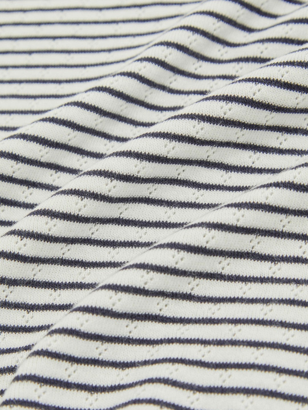 Reiss | 9-13 yrs Cotton Pointelle Long Sleeve Top in Navy/White