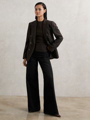 Reiss | Ribbed Ruched Waist Vest in Chocolate