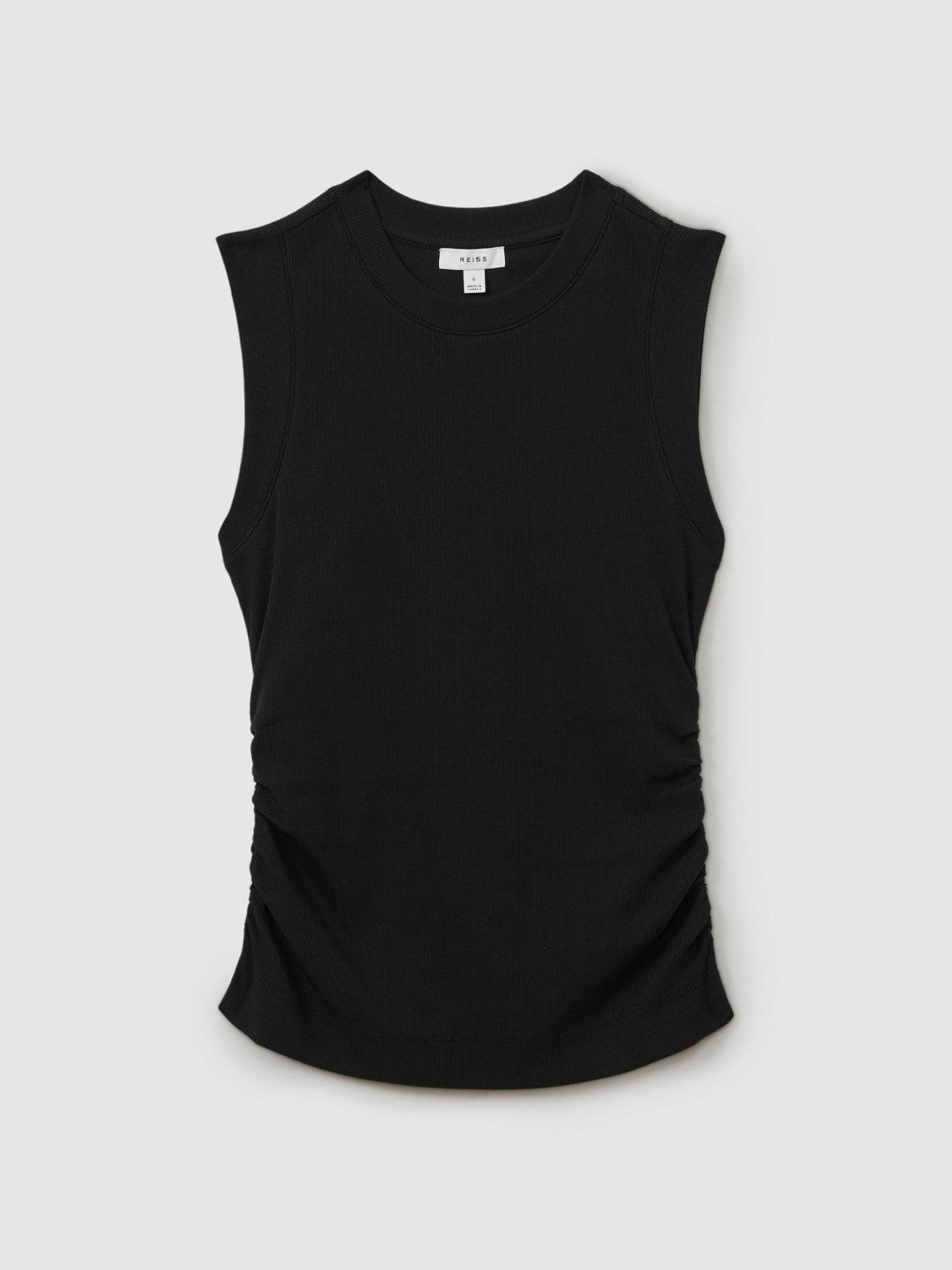 Reiss | Ribbed Ruched Waist Vest in Black