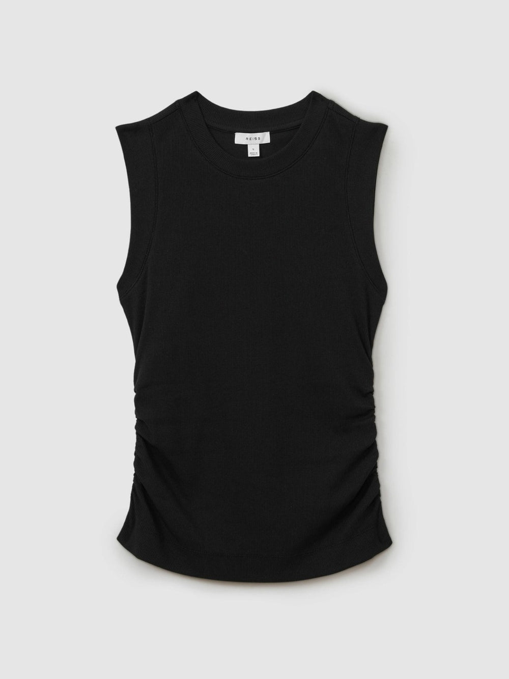Reiss | Ribbed Ruched Waist Vest in Black
