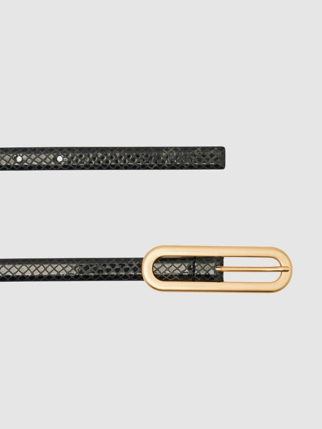 Reiss | Leather Elongated-Buckle Skinny Belt in Black