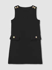 Reiss | 3-9 yrs Button-Detail Sleeveless Shift Dress in Black