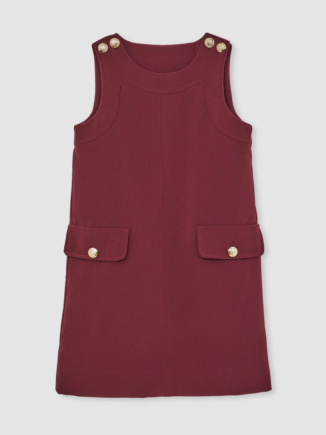 Reiss | 13-14 yrs Button-Detail Sleeveless Shift Dress in Berry