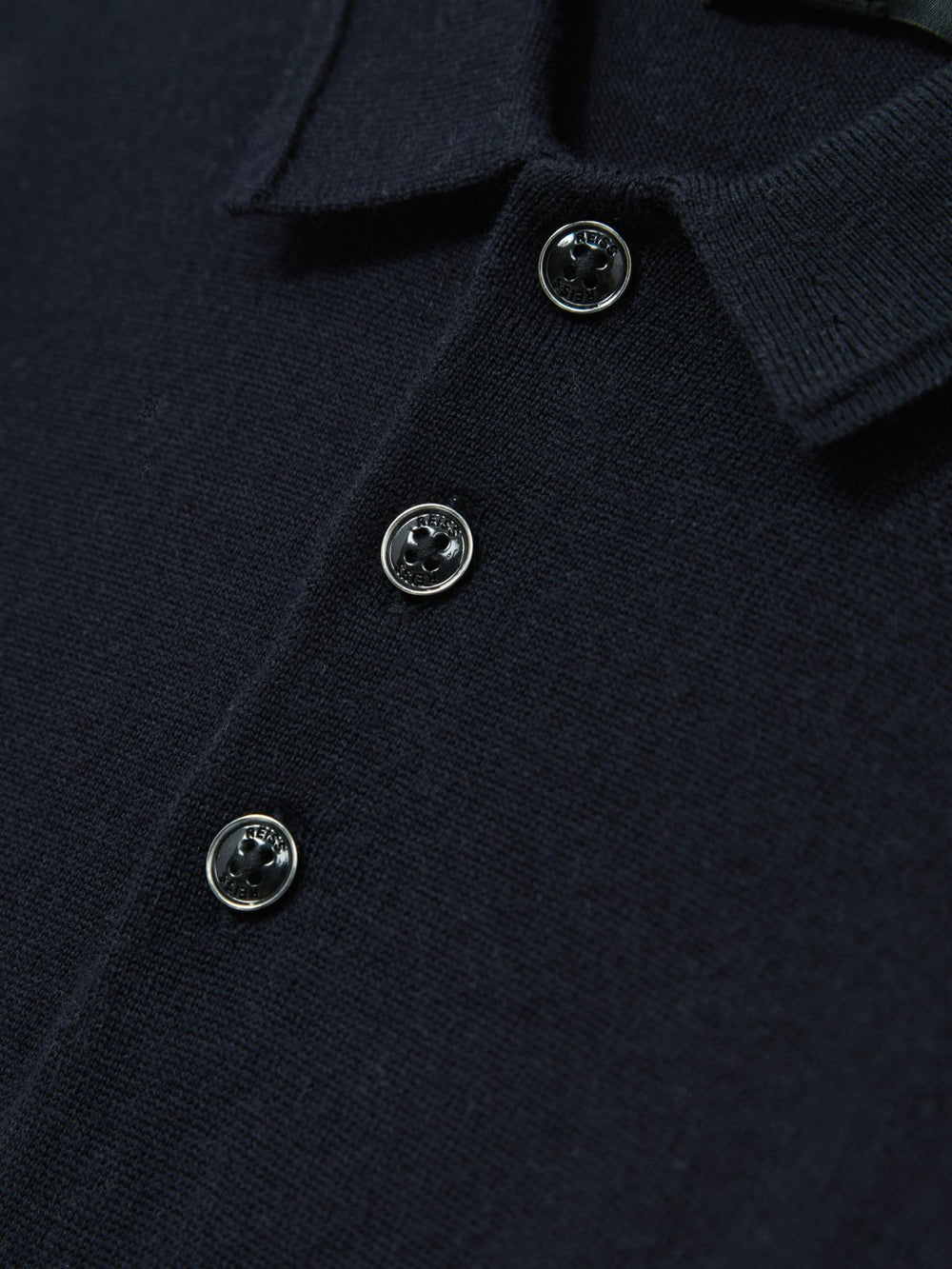 Reiss | Merino Wool Long-Sleeve Polo Shirt in Navy