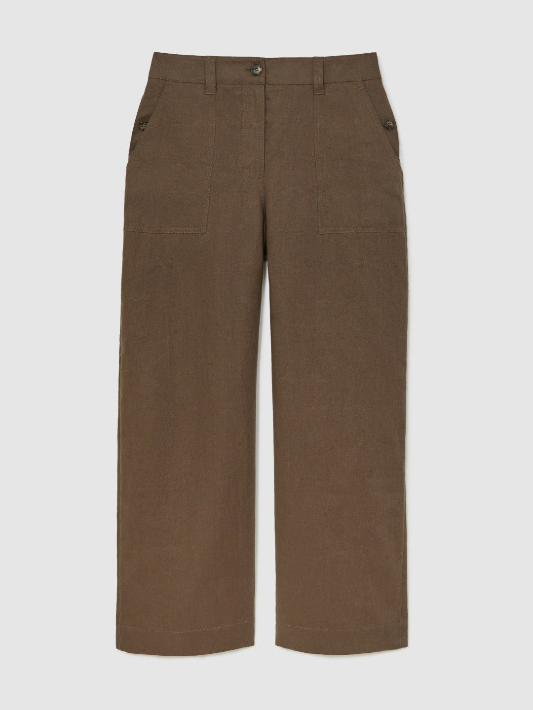 Reiss | Petite Linen Wide Leg Trousers in Chocolate Brown