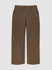 Reiss | Petite Linen Wide Leg Trousers in Chocolate Brown