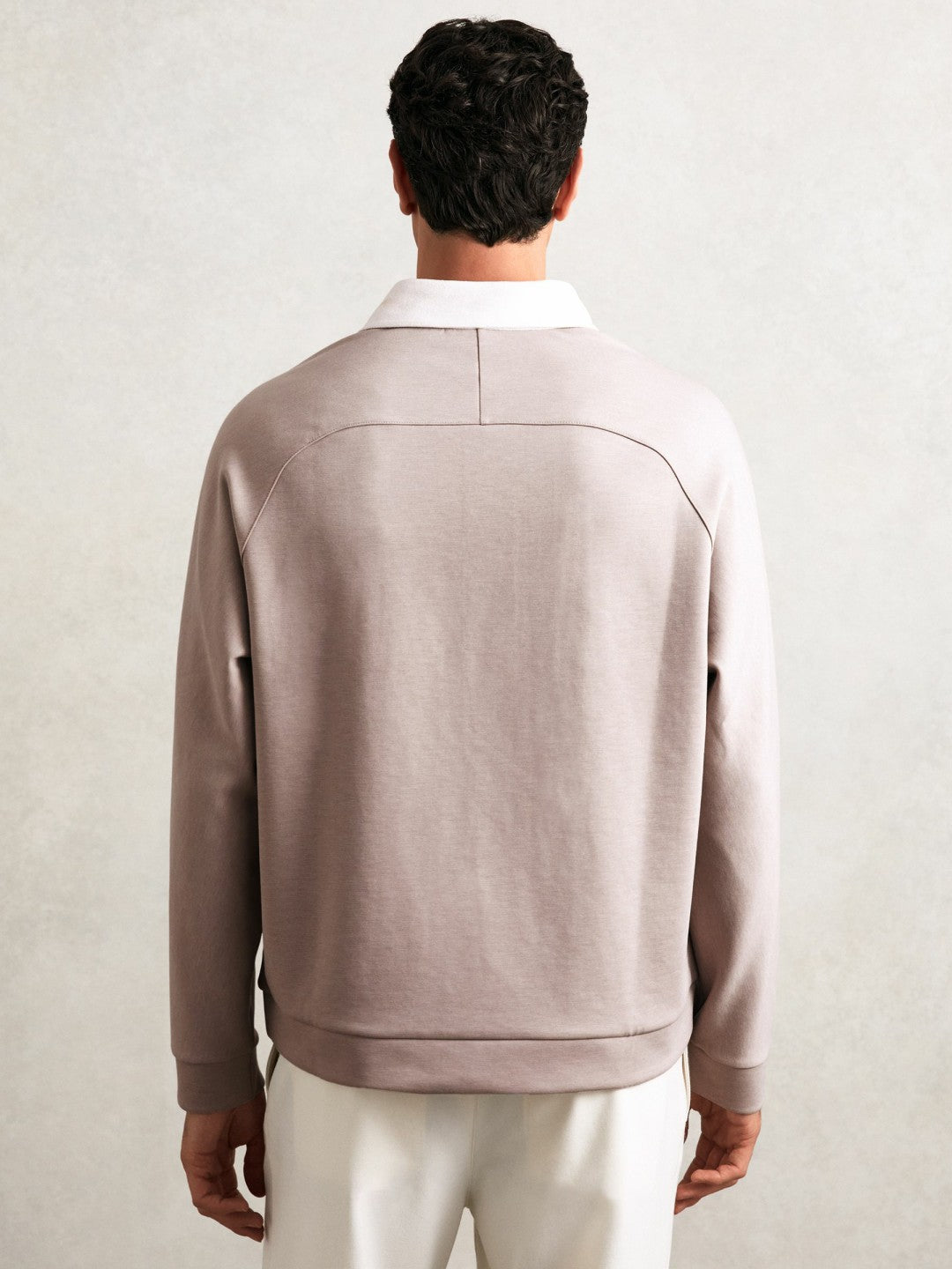 Reiss | Colour Block Rugby Shirt in Oatmeal/White