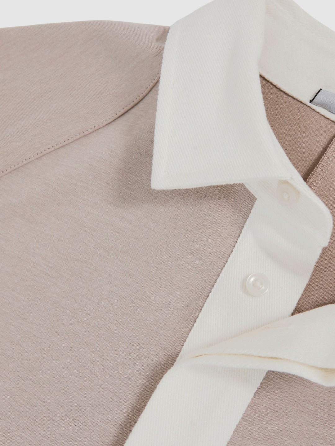 Reiss | Colour Block Rugby Shirt in Oatmeal/White