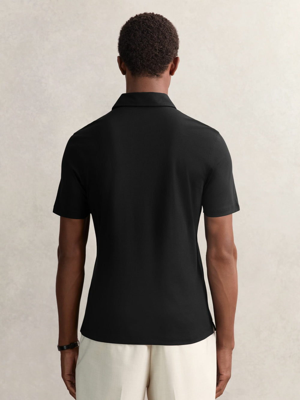 Reiss | Cotton Short-Sleeve Polo Shirt in Black
