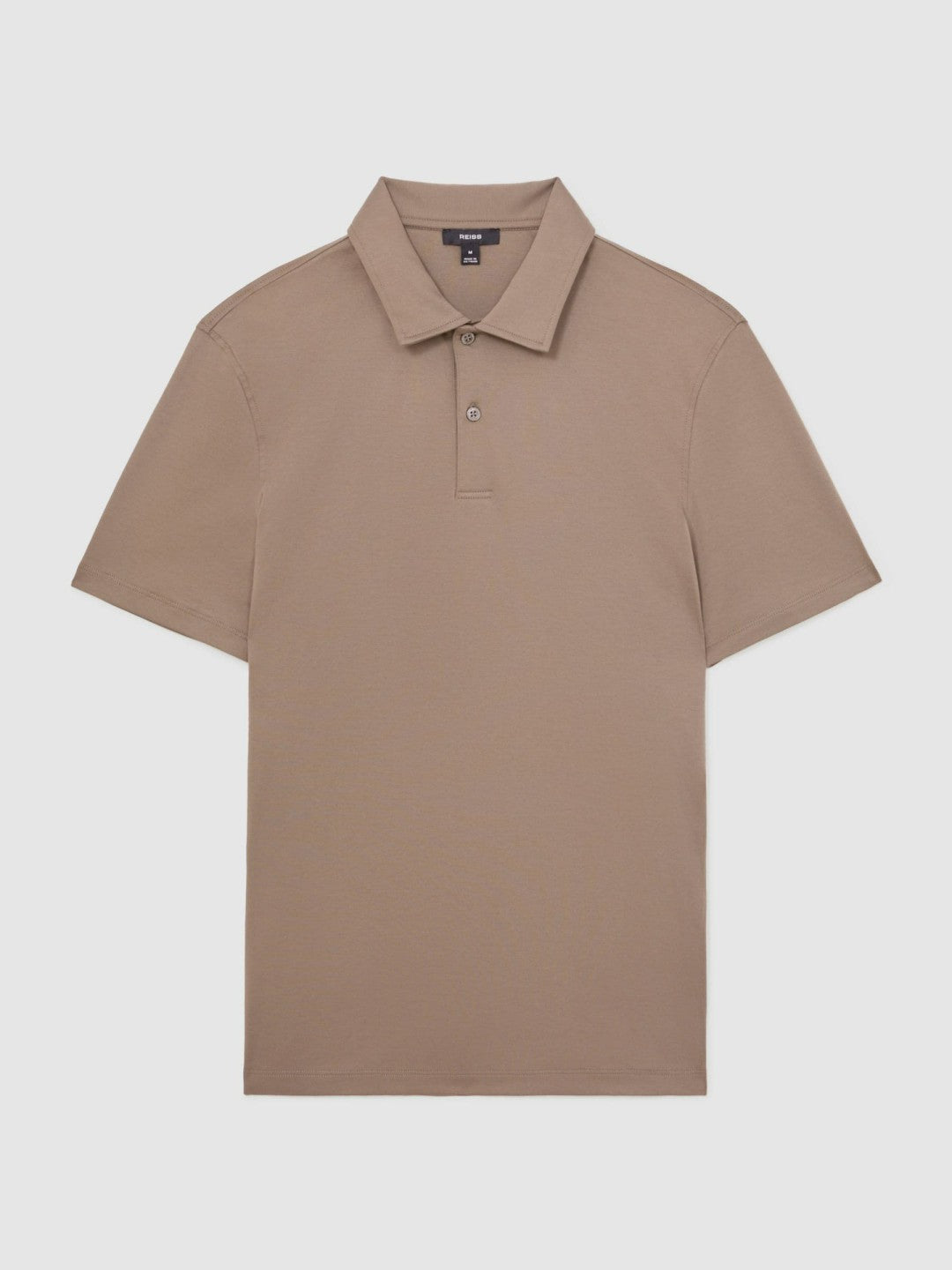 Reiss | Cotton Short-Sleeve Polo Shirt in Taupe Brown