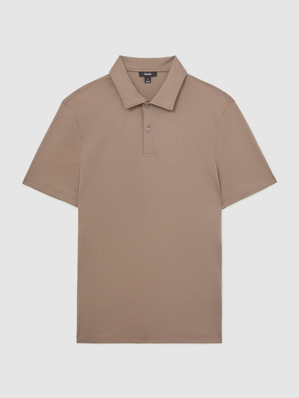 Reiss | Cotton Short-Sleeve Polo Shirt in Taupe Brown