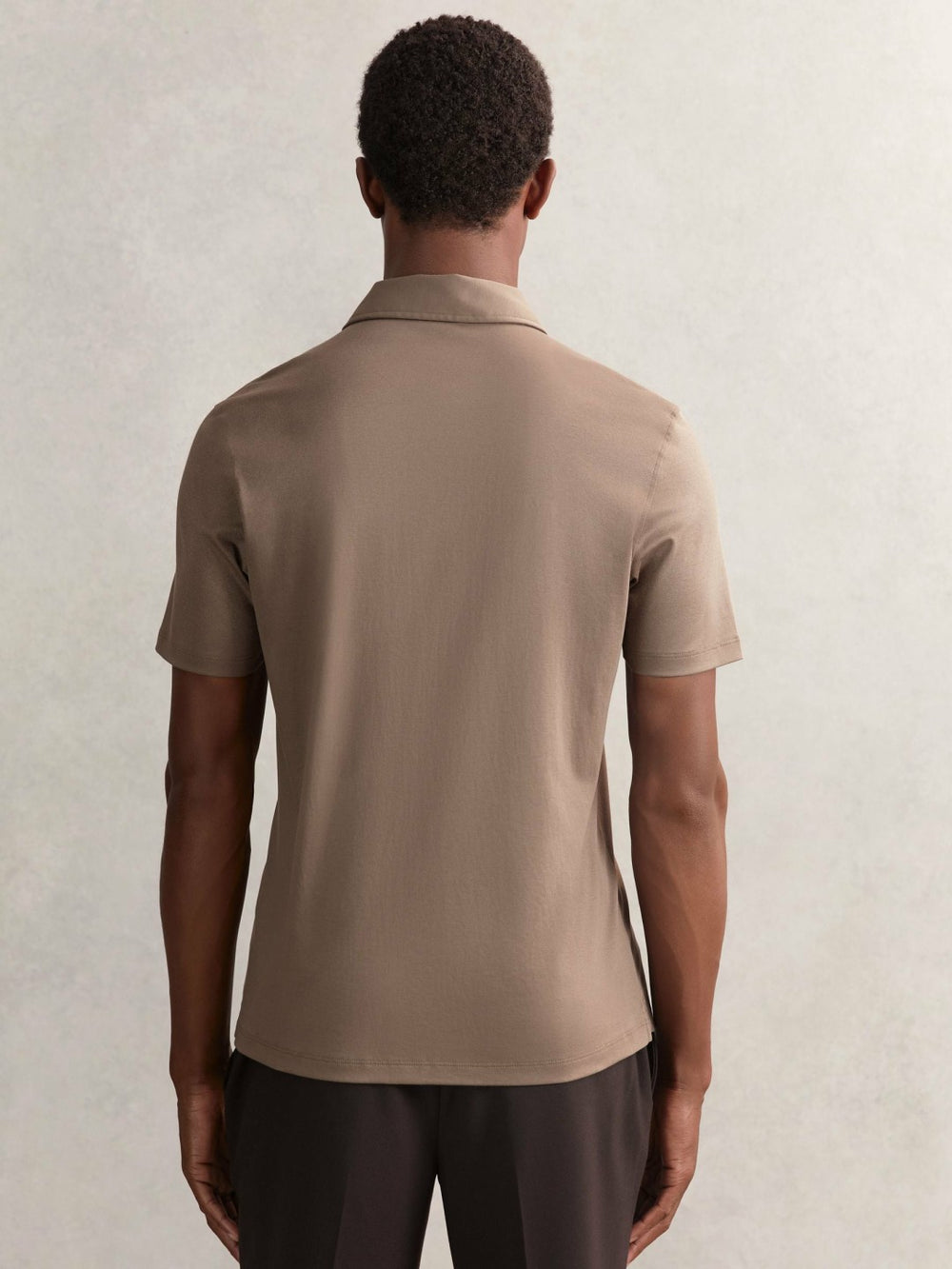 Reiss | Cotton Short-Sleeve Polo Shirt in Taupe Brown