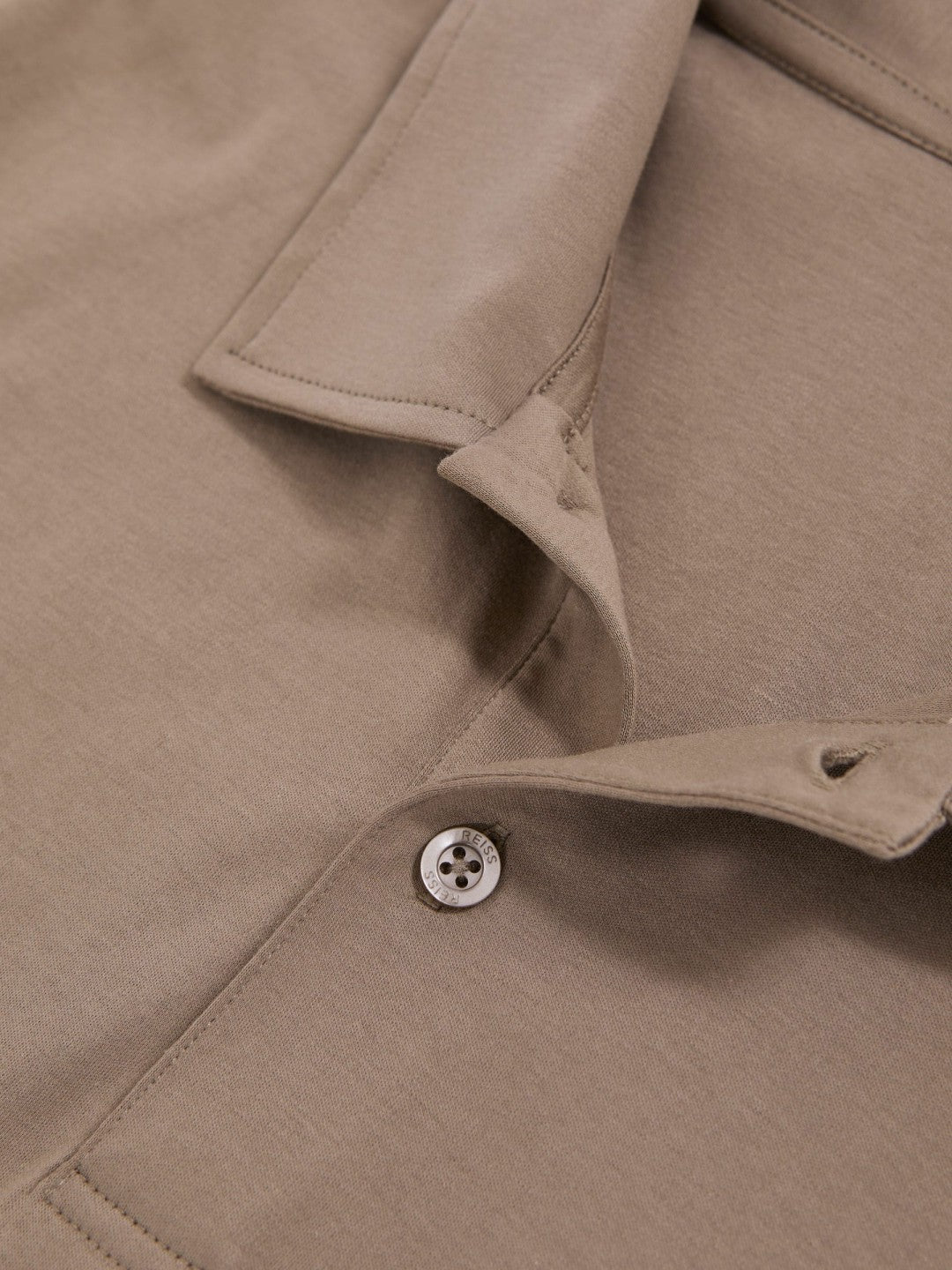 Reiss | Cotton Short-Sleeve Polo Shirt in Taupe Brown