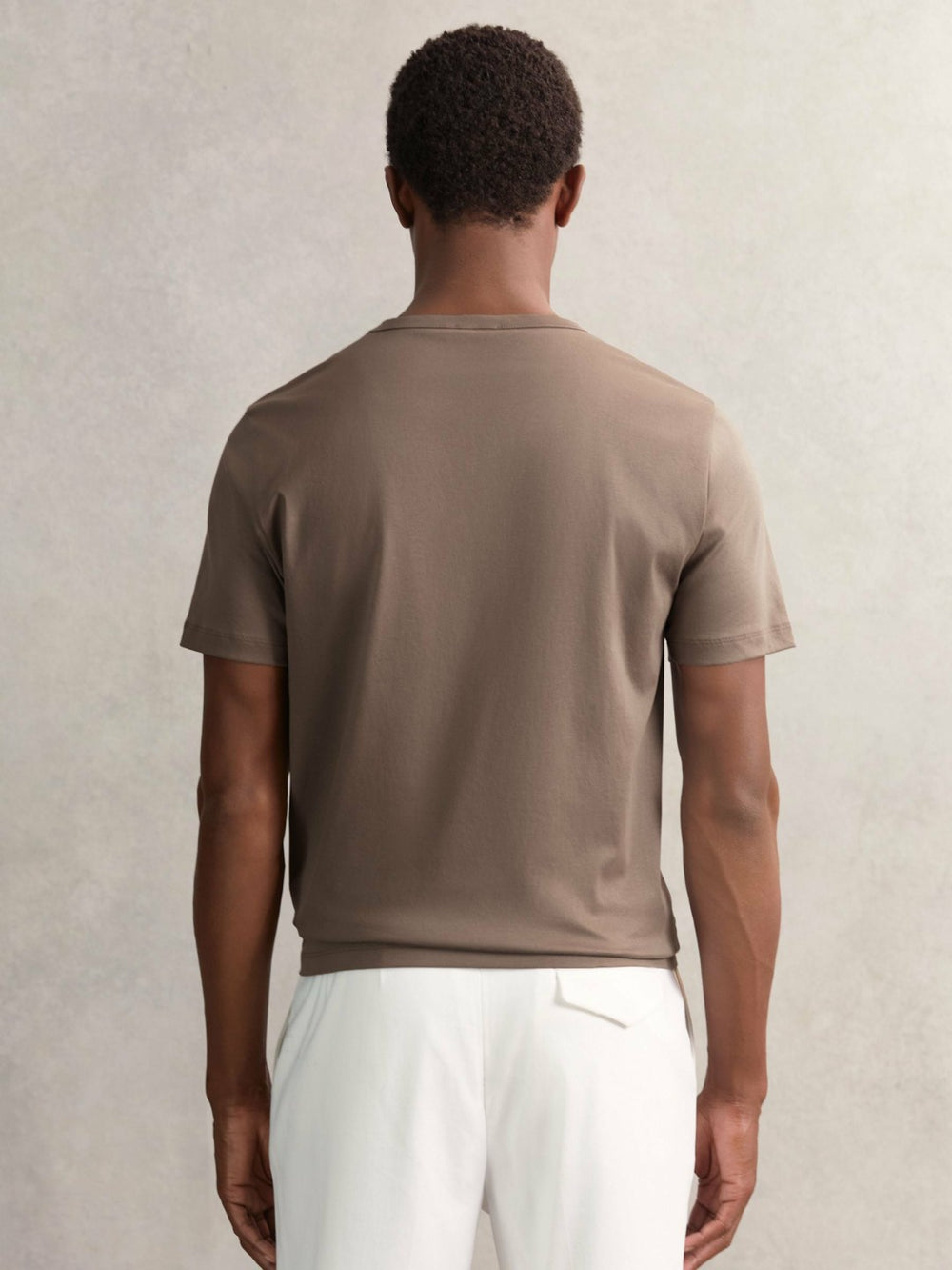 Reiss | Airwater-Cotton Crew-Neck T-Shirt in Taupe Brown