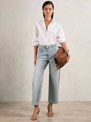 Reiss | Petite Mid-Rise Straight-Leg Jeans in Pale Blue